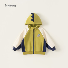 宥宝童装中小童上衣男孩子运动风卫衣秋款撞色长袖男童连帽外套