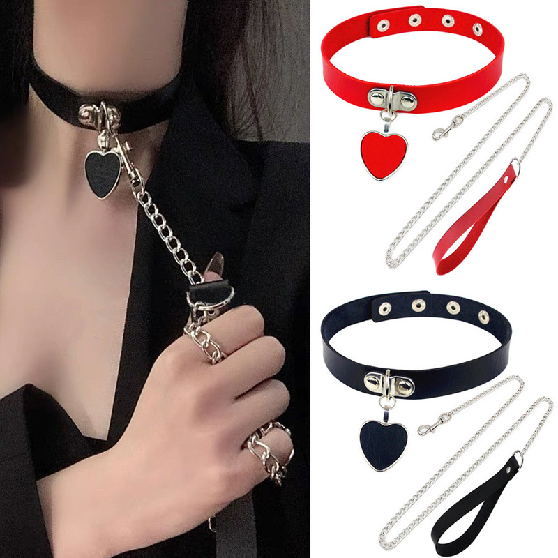Eco-Friendly Pu Leather Heart-Shaped Neck Strap, Erotic Collar, Maid Leash, Japanese-Style Flirting Neck Chain, Couple Adult Products Eco-Friendly Pu Leather Heart-Shaped Neck Strap, Erotic Collar, Maid Leash, Japanese-Style Flirting Neck Chain, Couple Adult Products