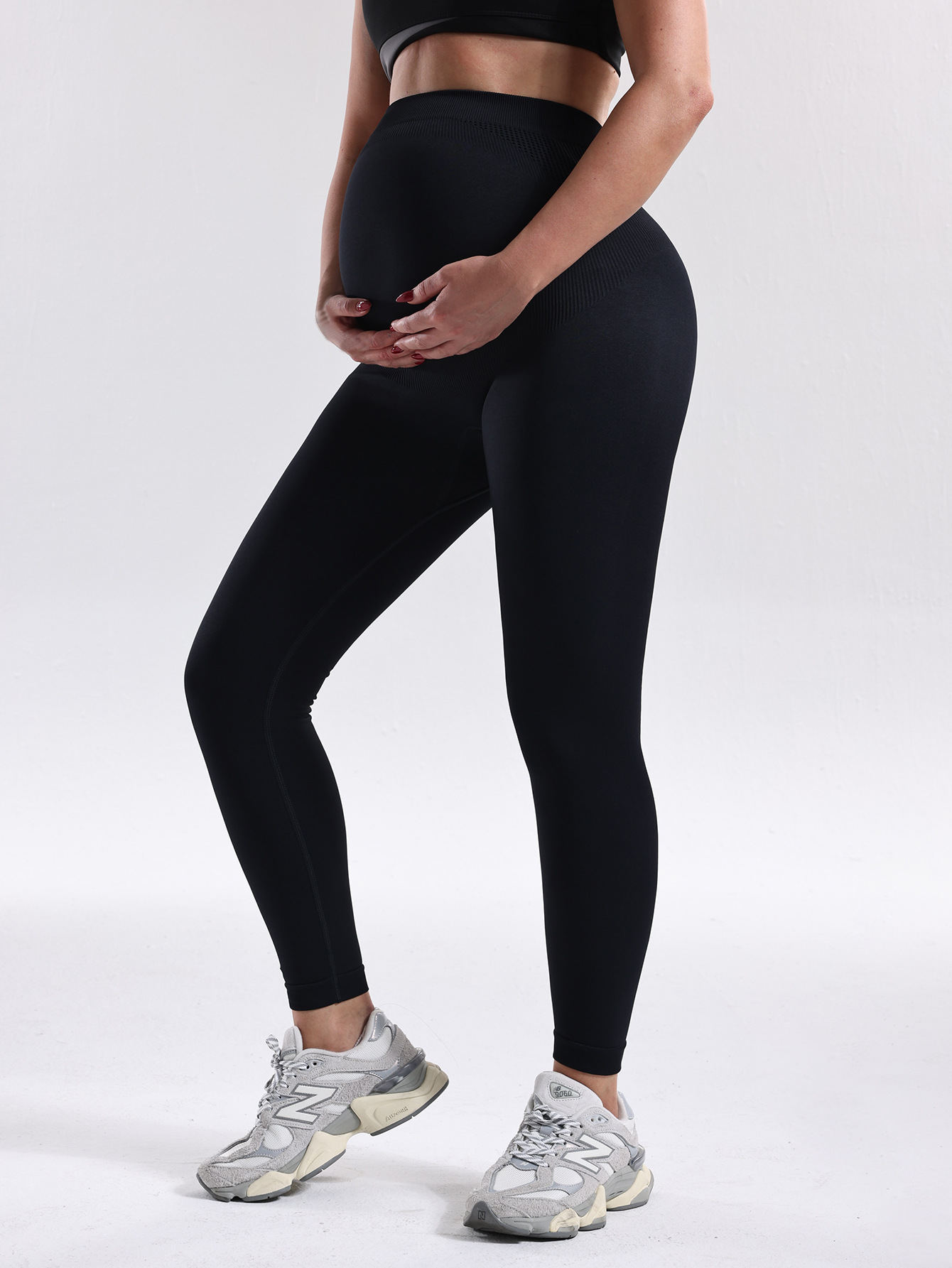 Europa y los Estados Unidos delgado pantalones de embarazo de panty de mujer de cintura alta sin costura pantalones de embarazo de mujer no estrangulado pantalones deportivos de embarazo