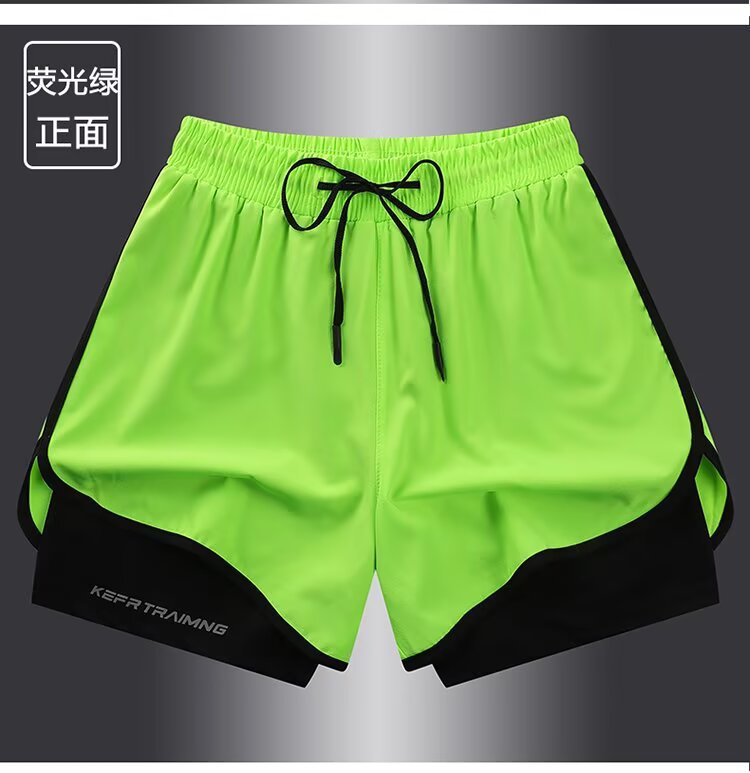 Pantalones cortos deportivos de alta calidad para hombres, dos piezas de hielo secado rápido, forro de hielo, entrenamiento de entrenamiento de ocio, pantalones de baloncesto