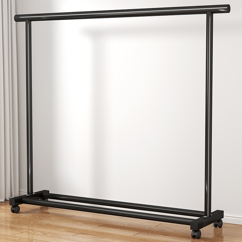 Indoor Household Clothes Drying Rack, Space-Saving Freestanding Coat Rack, Balcony Clothes Rod, Single or Double Rod