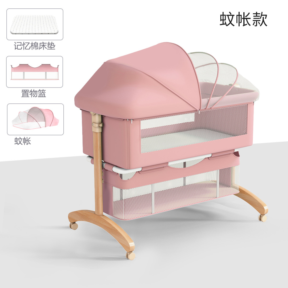 Cama de bebé móvil portátil cuna cama plegable multifuncional BB cama para recién nacidos empalme cama grande