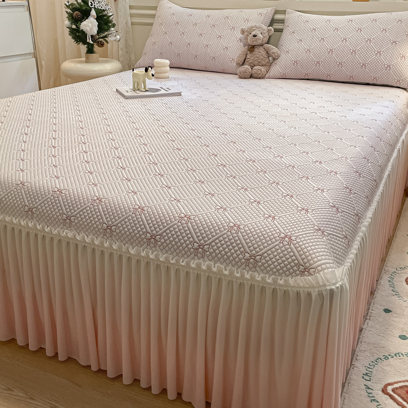 Sombrilla de verano de frijoles de hielo estilo cama 2025 nuevo colchón de seda de hielo funda protectora funda de cama juego de tres piezas 3