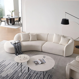 Pengyuan Italian-Style Light Luxury Curved Sofa, Nordic Minimalist Style, Tech Fabric Designer, Internet-Famous Living Room Sofa Set