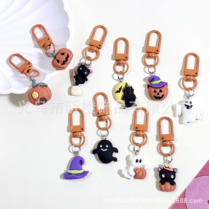 かわいい漫画シミュレーションハロウィンカボチャペンダントキーホルダーキーチェーンスクールバッグアクセサリーアクセサリーペンダントギフト|undefined