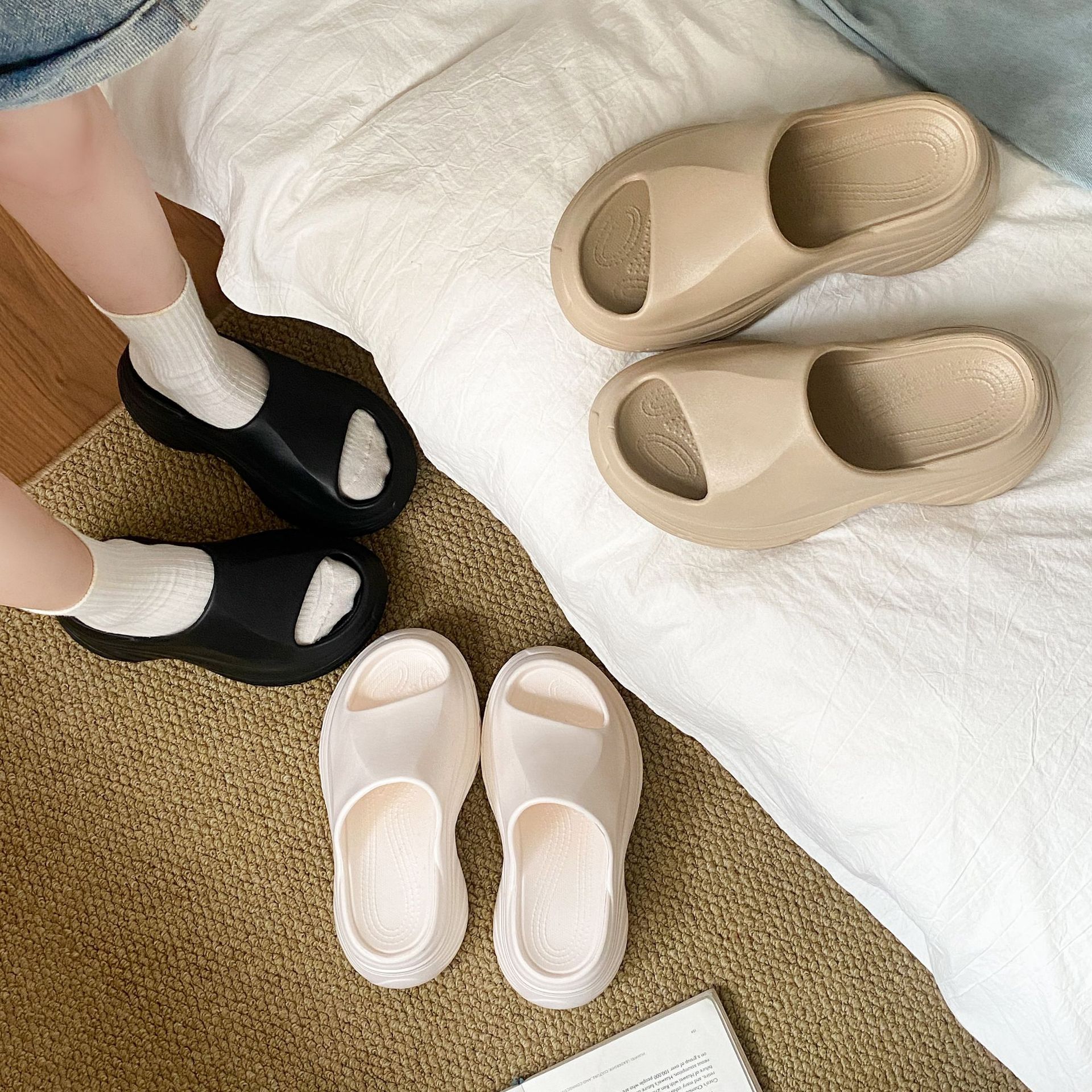 2025 New Height-Increasing 8cm Thick-Soled Sandals for Women to Wear Eva Non-Slip Sandals Fish Mouth Slippers Wholesale