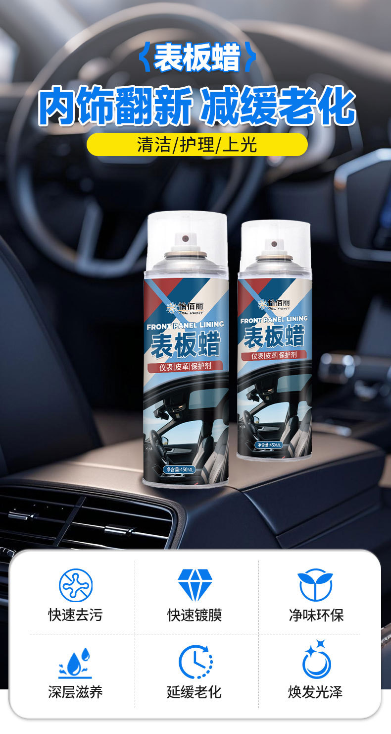 Yibaili Dashboard Wax for Car Instrument Panel Dust Removal, Interior Polishing and Maintenance, Plastic and Leather Renovation and Care Wax