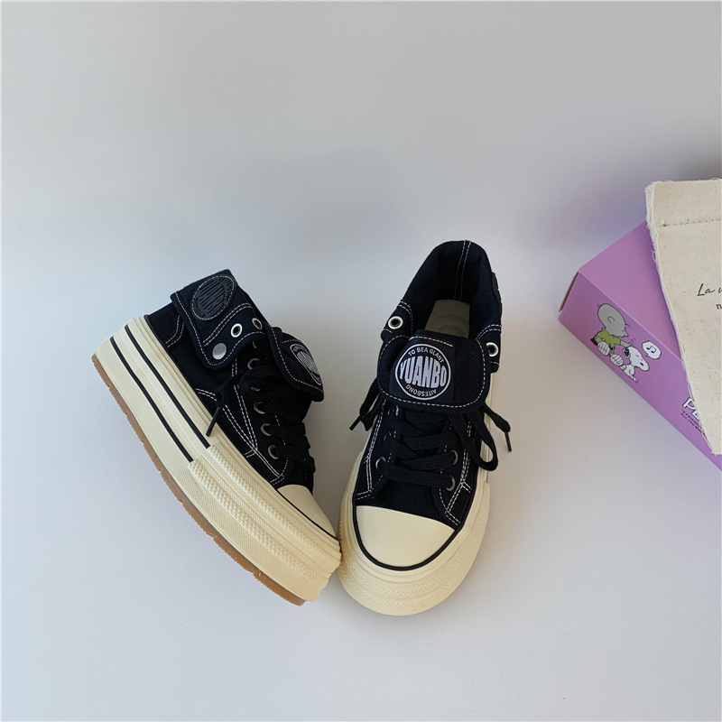 Yuanbo dos zapatos de lona de alto impacto de suela gruesa para mujeres 2025 nuevos zapatos blancos de nicho diseñados zapatos casuales image 8