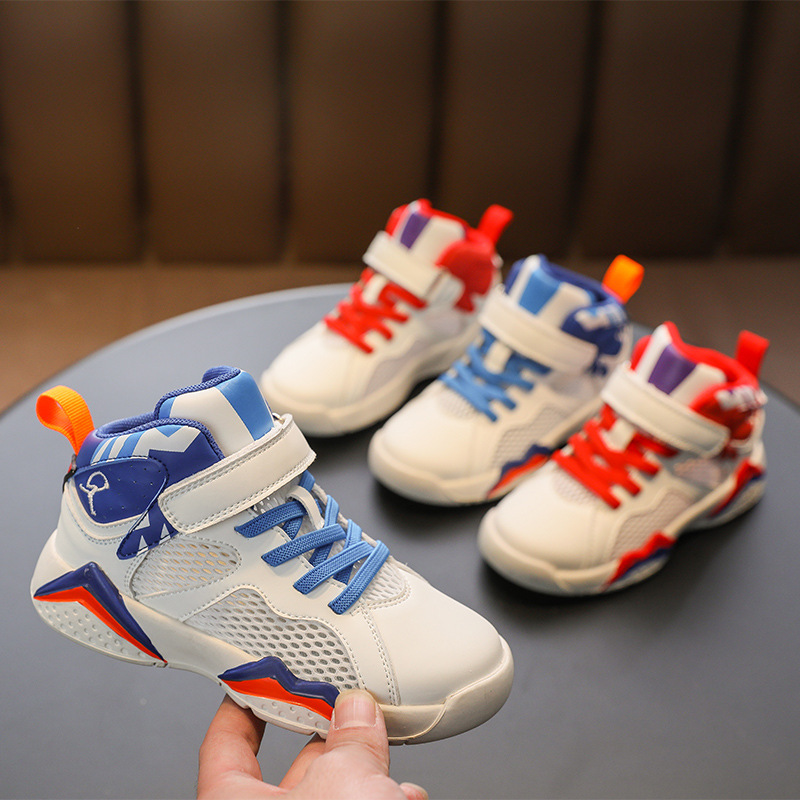 Children's Basketball Shoes 2025 Summer New Boys' High-top Casual Running Shoes Girls' Single Mesh Breathable sneaker Trendy