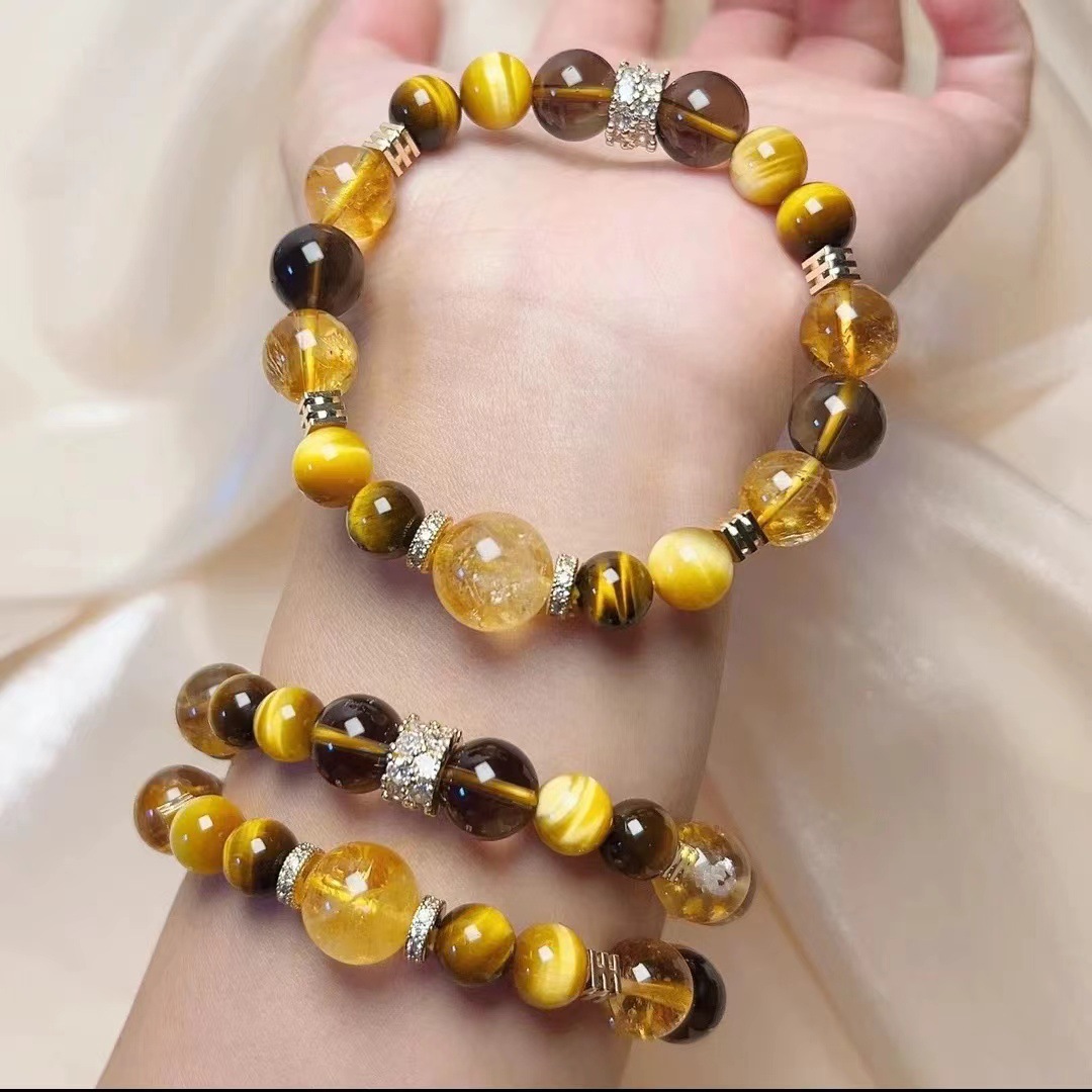[jinba big comprehensive] natural yellow tower crystal gold tigereye citrine design bracelet citrine bracelet wholesale