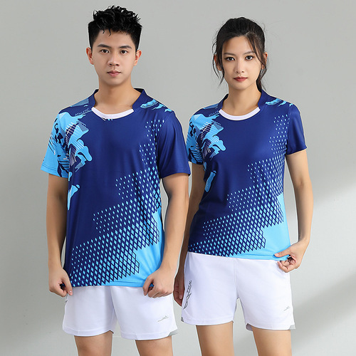 New Women's Badminton Sport Set Quick-Drying Breathable Tennis Short-Sleeve Group Badminton Volleyball Printed Training Suit