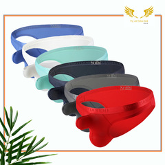 New men's underwear thin pure color nylon low-rise sexy triangle underwear with separate bulletproof cross-border large size men's underwear