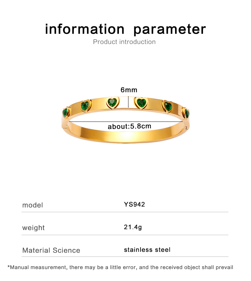 26g Weight 304 Stainless Steel Simple Style Plating Geometric Zircon Bangle