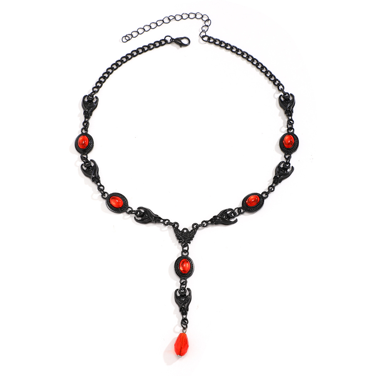 Halloween Personality Demon Gem Gothic Necklace, Niche Cyber Ghost Collar_voghion.com