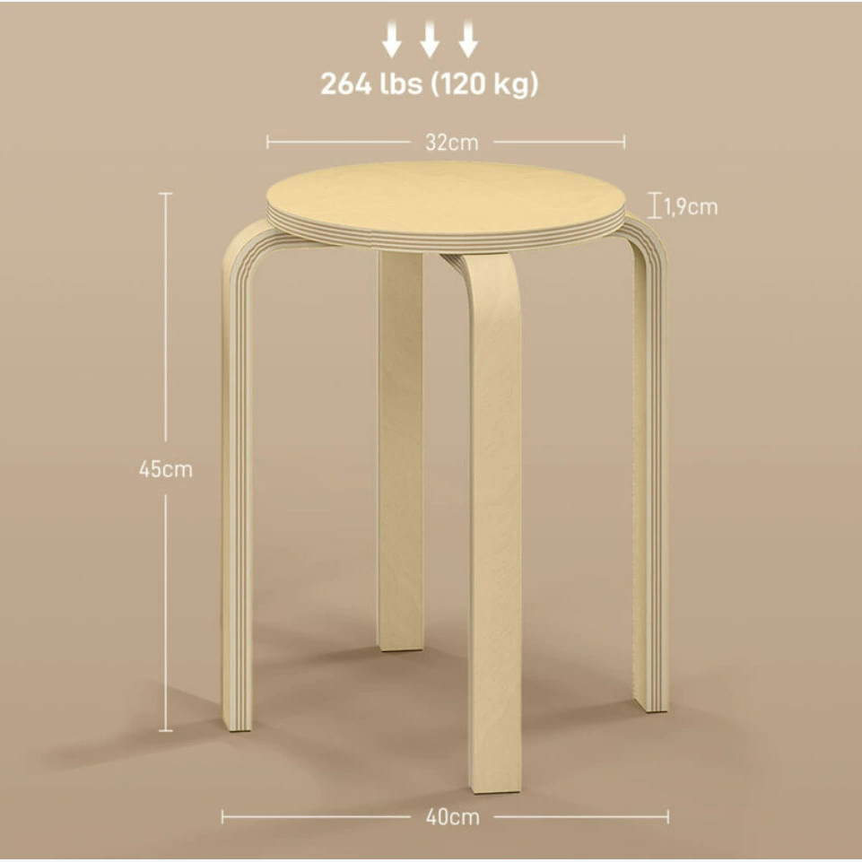 Поставка производителя, скандинавский бытовой круглый табурет, оптовая продажа, обеденный стул, простая штабелируемая скамейка, изогнутый деревянный круглый табурет, трансграничный