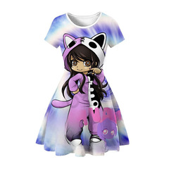 2023跨境新品 APHAUM 時尚潮流舒適印花連衣裙童裝裙子一件代發