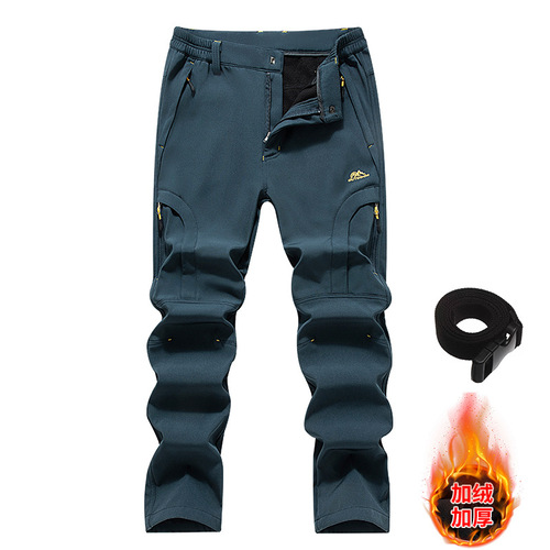 Outdoor quick-drying elastic assault pants windproof, waterproof, wear-resistant, breathable, quick-drying, velvet and thick soft shell pants for men