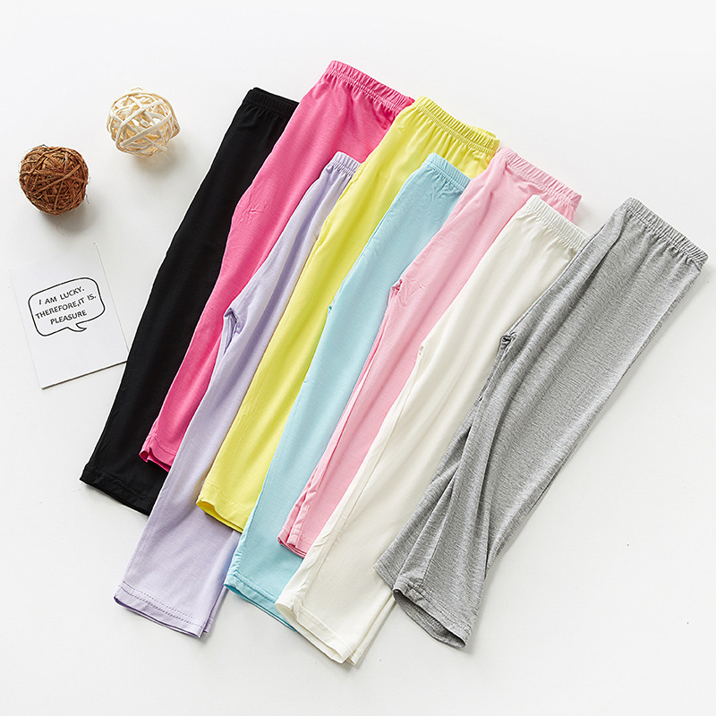 girl modal Cropped Trousers 2021 Korean Edition summer children Solid Leggings Borneol CUHK Versatile trousers