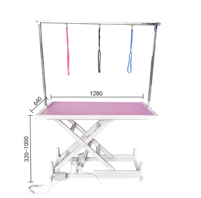 Mesa de belleza rectangular eléctrica (mesa rosa)