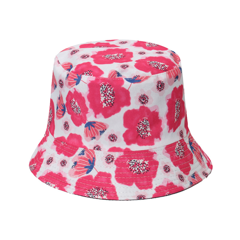 Unisex Gender Printing Design Casual, Simple Style Style Flat Eaves Rim Unisex Casual Simple Style Printing Flower Printing Flat Eaves Bucket Hat