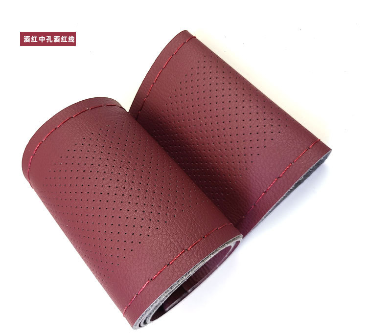 Neutral Middle Hole True Microfiber Leather Hand-Stitched Steering Wheel Cover Colorful Factory Direct Sales Supports Dropshipping Leather Car Handle Cover
