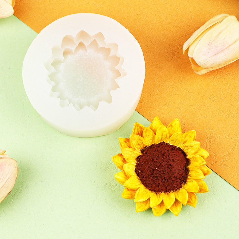Creativo girasol forma silicona molde chocolate aromaterapia yeso vela fondant cake chocolate decoración molde