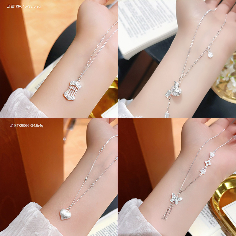 S999 plata esterlina mariposa flange collar de cuatro hojas diseño de nicho femenino de alta calidad lujo ligero cadena de clavícula para regalar a su novia