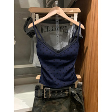【人棉莫代尔1*1随心裁260克】波点蕾丝拼接设计感吊带女小背心