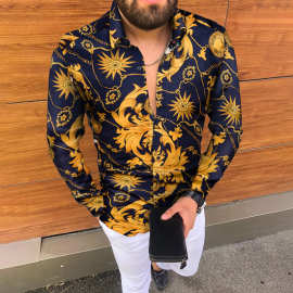 现货亚马逊独立站2021夏季现货跨境男装欧美复古衬衫男衬衫批发