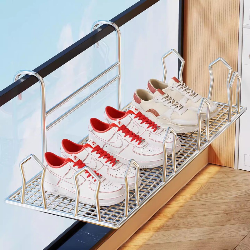 Balcony Outdoor Sandal Rack for Drying Socks, Hook Storage, Clothes Drying, Anti-Theft Window, High-Rise Shoe Drying, Item Drying Gadget, Shoe Rack