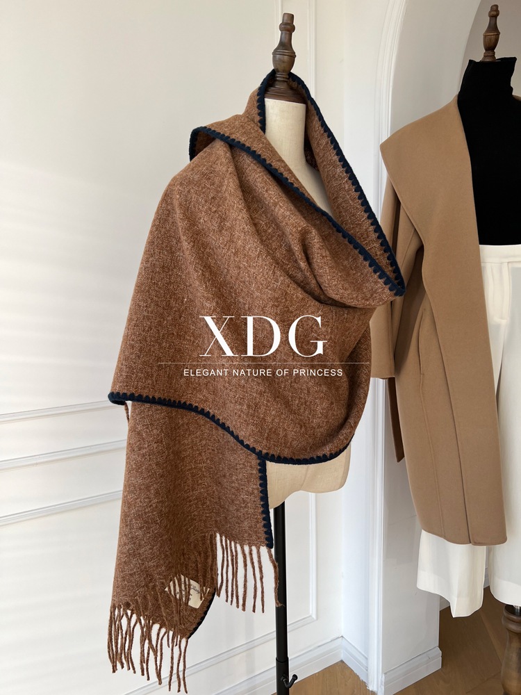 Damen Strickschal, Weicher Wollschal In Kontrastfarben Für Winter_voghion.com