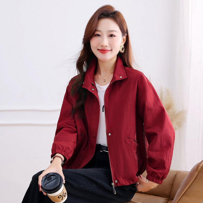 Casual Versatile Women's Jacket Spring and Autumn 2026 New Solid Color Stand Collar Jacket Top Coat Casual Versatile Women's Jacket Spring and Autumn 2026 New Solid Color Stand Collar Jacket Top Coat