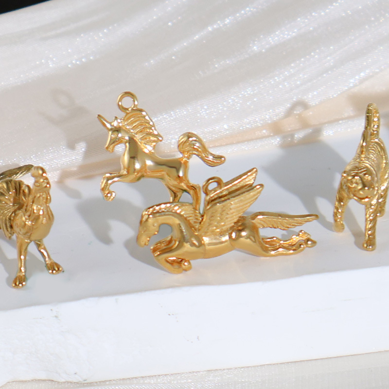 5g Weight Pendant Jewelry Making Type Real Gold Plated Plating Material DIY Jewelry Accessories Classification 1 Piece Quantity 304 Stainless Steel Material Horse Pattern Elegant, Simple Style, Streetwear Style Waterproof Non Tarnish, Plating Craft 1 Piece 304 Stainless Steel Real Gold Plated Horse Pendant DIY Jewelry Accessories 2