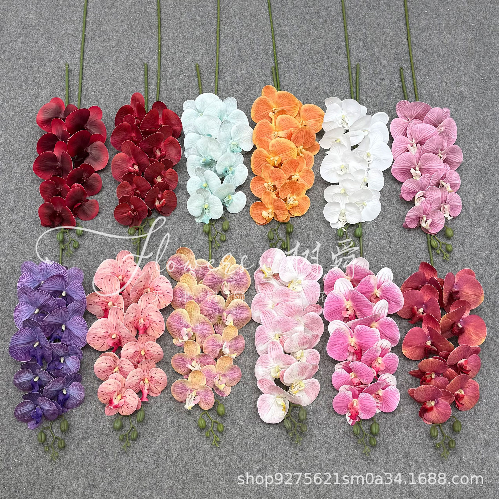 9 Heads 3D Printed Film Phalaenopsis Artificial Flower Feel Fake Flower Wedding Home Flower Arrangement Wedding Wedding Room Decoration