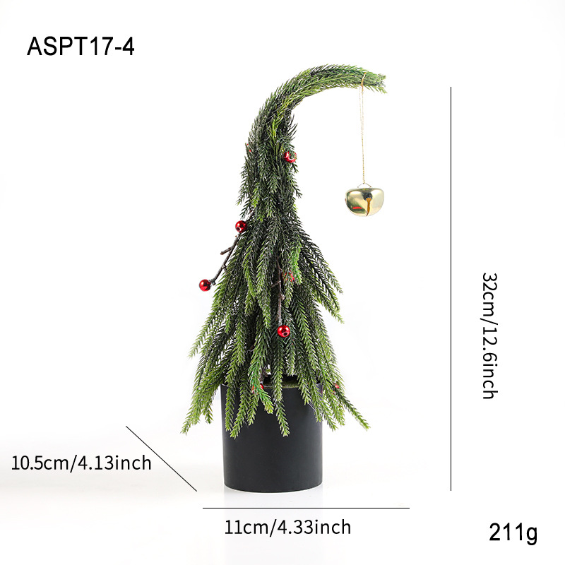 Simulación de plástico verde con nieve mini fruta roja árbol de Navidad decoración de mesa decoración pequeño regalo de Navidad
