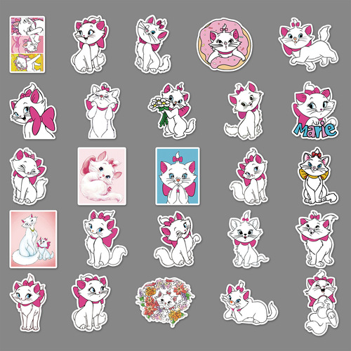 50 Cute Mary Cat Sticker Cartoon Cat DIY Luggage Skateboard Motorcycle Decor Phone Sticker