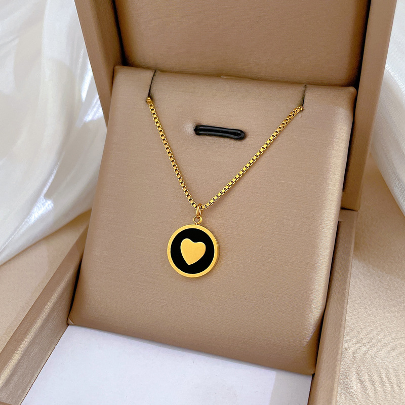Pendant Necklace Classification 304 Stainless Steel Chain Material PVD Coated Real Gold Plated Round Heart Shape Titanium Steel Fashion Waterproof Non Tarnish Titanium Steel Pendant Necklace