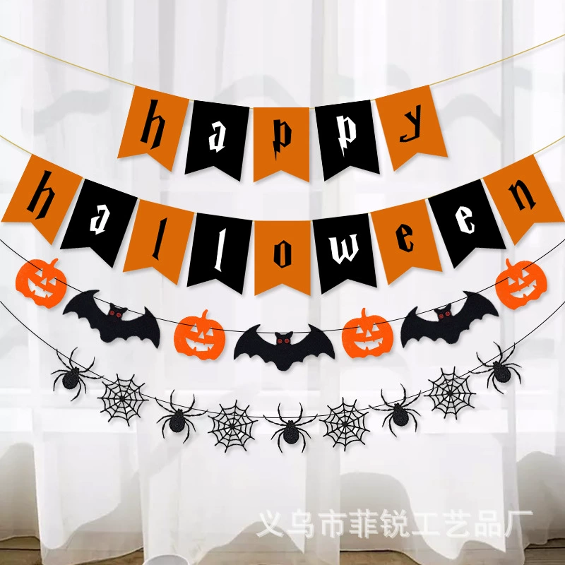 Г Halloween украшение Счастливого Хэллоуина Оранжевый Черный Черный клуб Yanwei баннер тыква летучая мышь Тянуть цветок