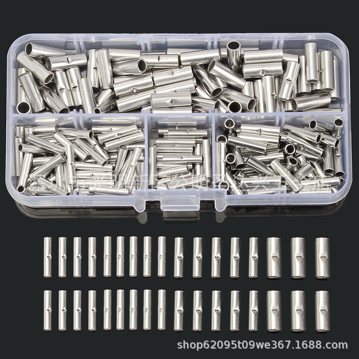 跨境电商 200pcs裸中接管盒装 紫铜中接管端子 裸端子套装