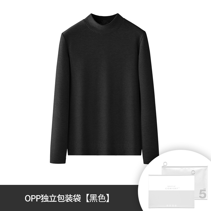 [Contiene seda] Nueva ropa de abrigo de cuello medio alto de lana para mujer transfronteriza de otoño e invierno, color sólido más camisa de fondo grueso de terciopelo