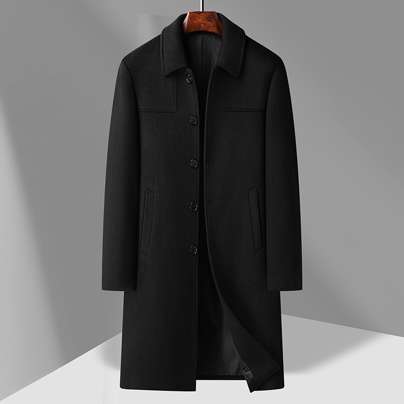 Abbigliamento maschile autunno e inverno nuovo cappotto in lana cashmere cappotto in lana con risvolto lungo da uomo_voghion.com