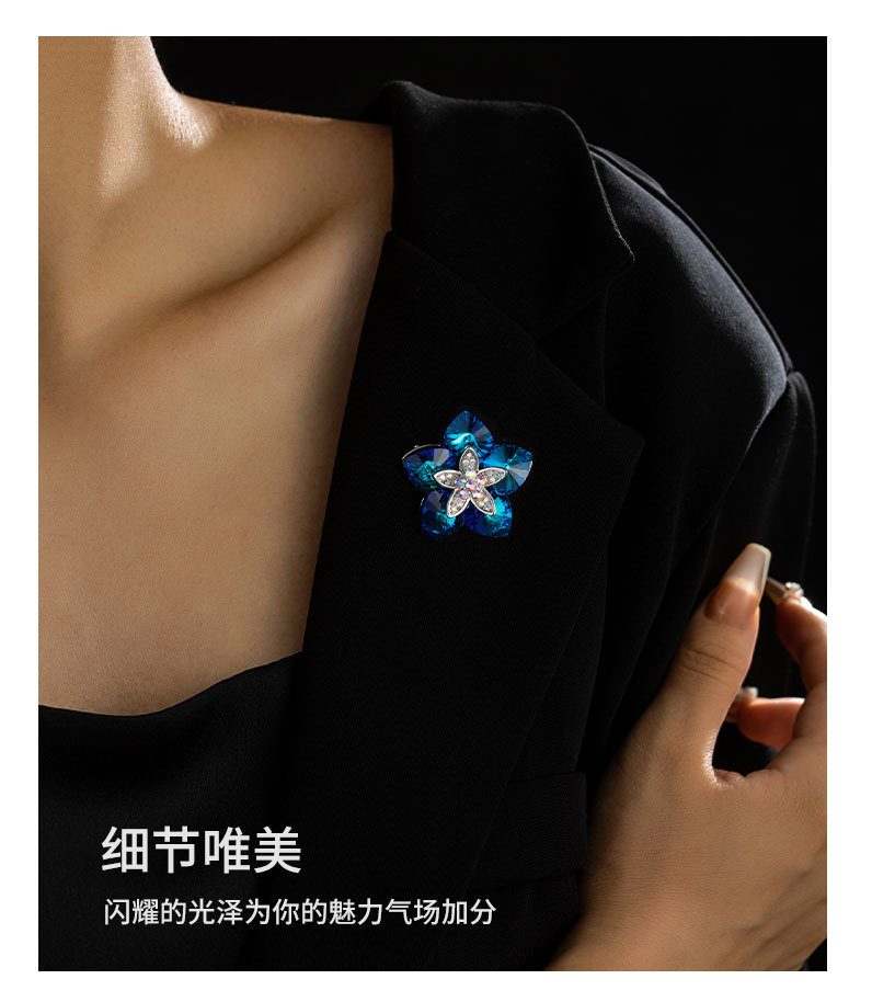 水晶元素桃心莲花胸针时尚高级感花朵brooch韩版
