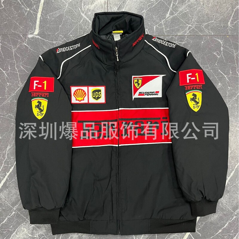 F1 Racing Suit Embroidered F1 Jacket Ferrari Racing Suit European and American Style Motorcycle Riding Suit Cotton Jacket Custom-Made