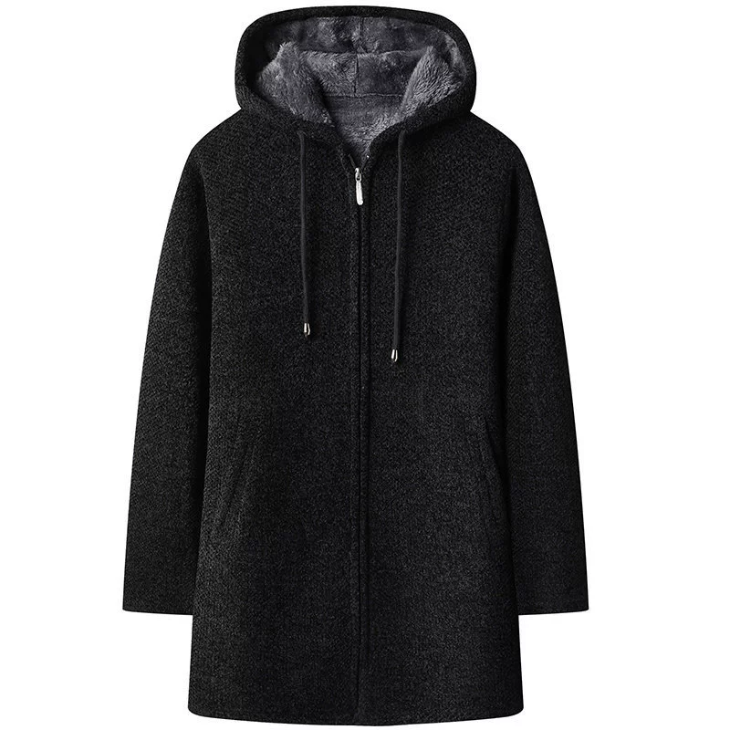 Внешняя торговля Осень и Зима свитер с капюшоном Мужская средняя длинная свободная свитер большого размера свитер куртка вязаный кардиган топ