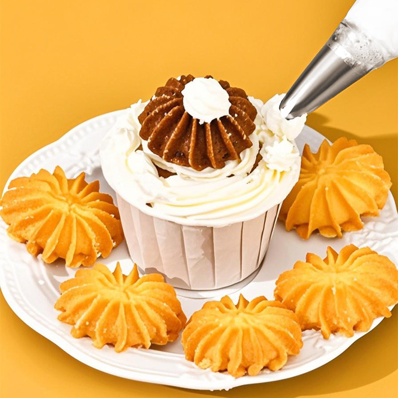 Boca de decoración de acero inoxidable 304 Boca de exprimir de pastel coreana Juego completo de aceite de ordeño, herramientas de horneado de galletas de hojaldre de frijoles solubles