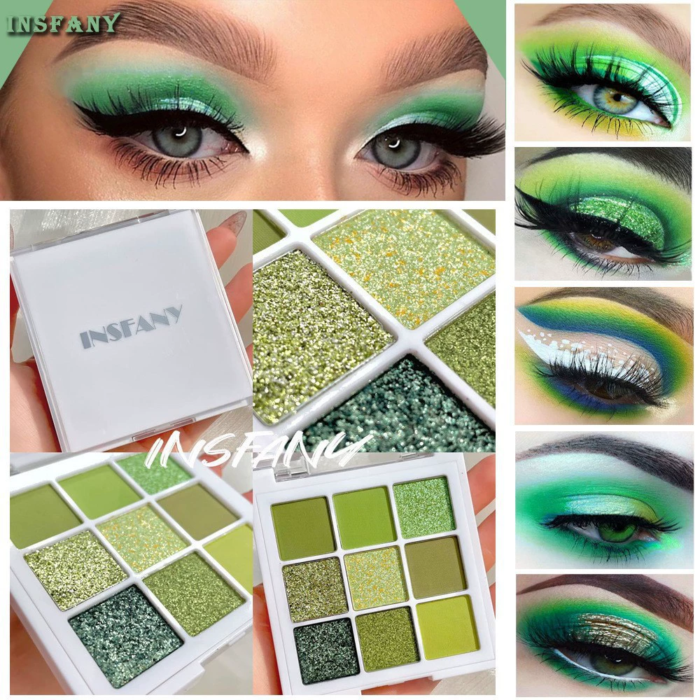 Палетка теней для век INSFANY Avocado Jam Green с девятью оттенками, матовое, сексуальный свежий стиль, яркость глаз