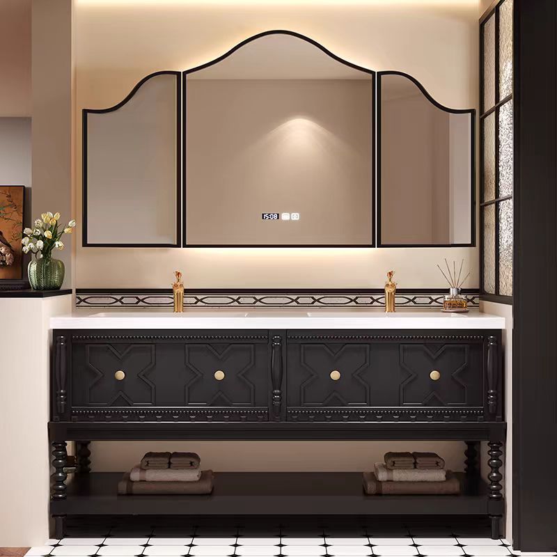 French Oak Retro Bathroom Cabinet Combination Floor-Standing Bathroom Washbasin Hand Wash Basin High-End Customization