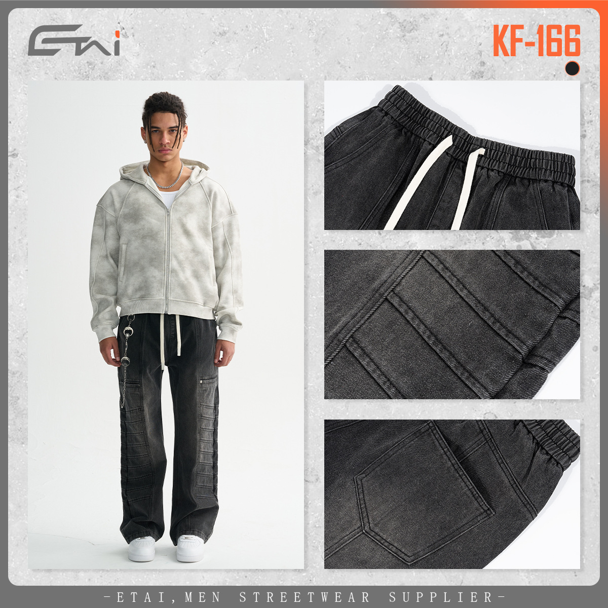 ETAI Hombre| Alta calidad pesada de algodón jeans retro marca de moda hombre empalme hacer pantalones casuales de hombre viejo