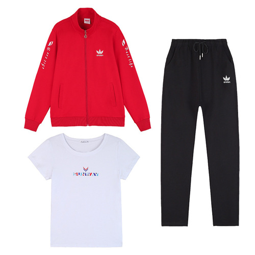 Elastic sportswear casual set for women, 3-piece set,  spring and autumn new fashion slimming stand-up collar zipper set