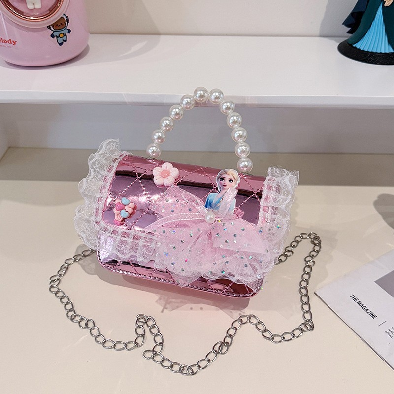 Bolsos infantiles, bolsos de moda princesa de perlas, bolsos de cambio de chicas lindas, bolsos de hombro de chicas